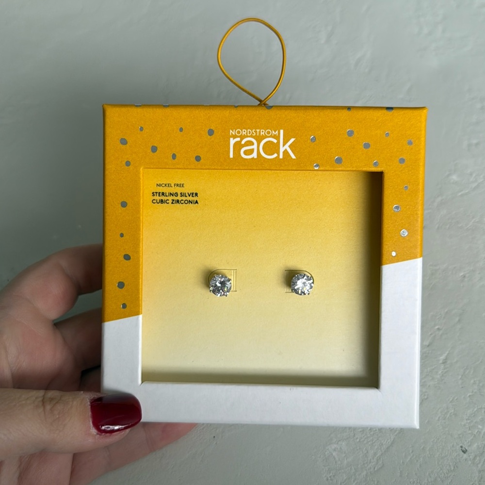 NEW- Nordstrom Rack Sterling Silver Cubic Zirconia Stud Earrings